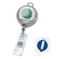 Round Plastic Custom Logo Badge Reels w Belt Clip, Metallic Color